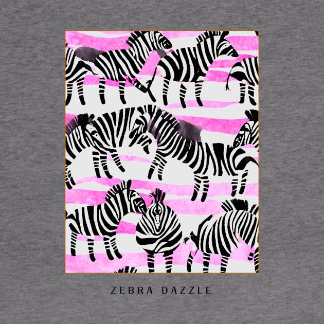 Zebra Dazzle Fun Print Animal Lover by All Tee All Day